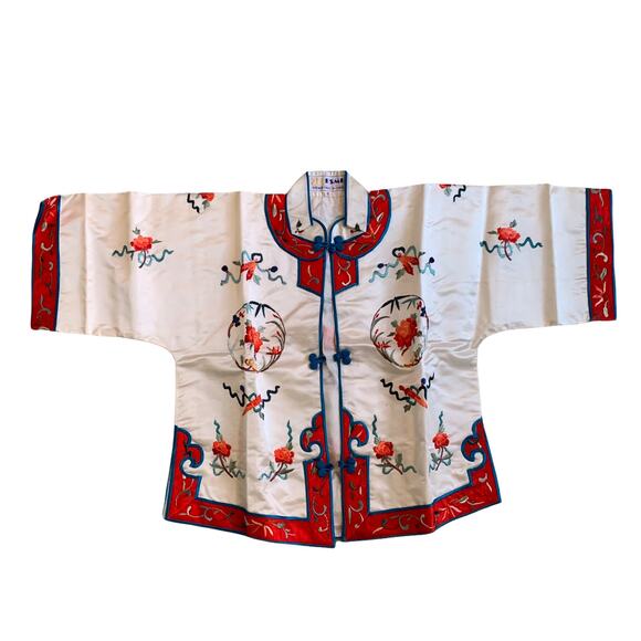 Vintage Satin Authentic Original Oriental Child’s 2 Piece Outfit Embroidered - Picture 1 of 12